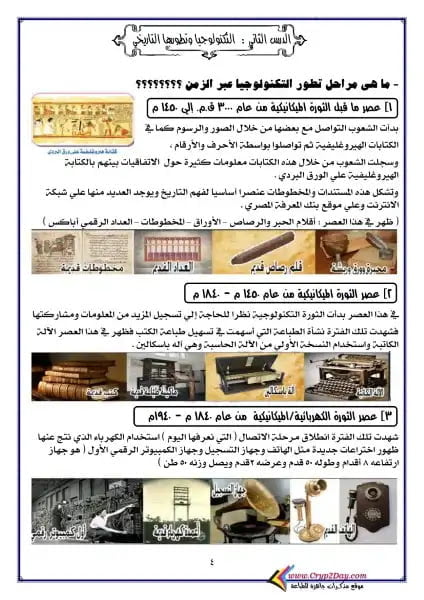 مذكرة تكنولوجيا المعلومات للصف الرابع الابتدائي ترم أول